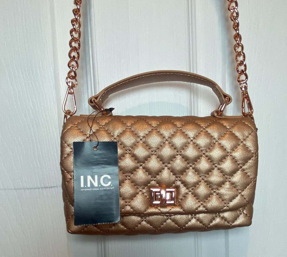 Gold Metallic I.N.C. Quilted Mini Bag
